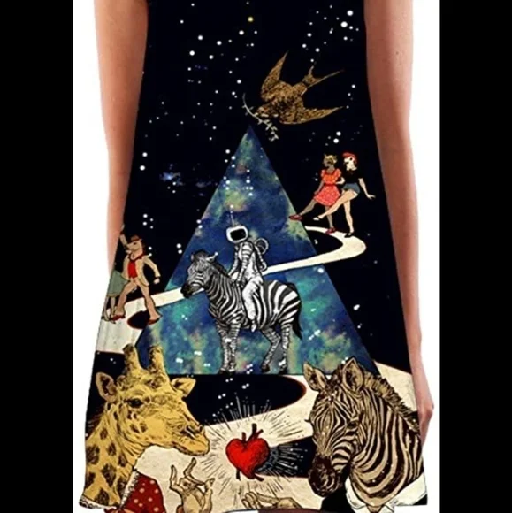 Galaxy Whimsical Sleeveless Mod Sheath Mini Dress - Picture 4 of 4